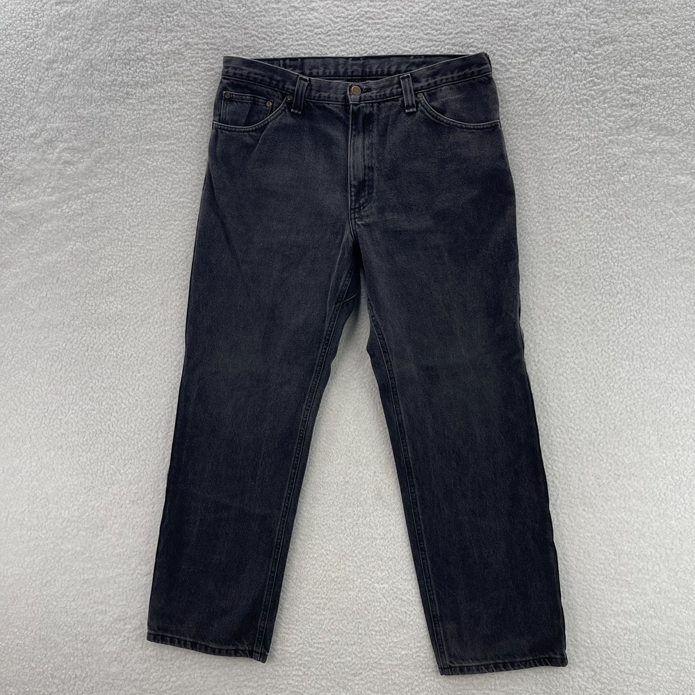 Diamond Gusset Jeans Mens 37x32 Black Straight Dark Wash Denim Made in USA Work